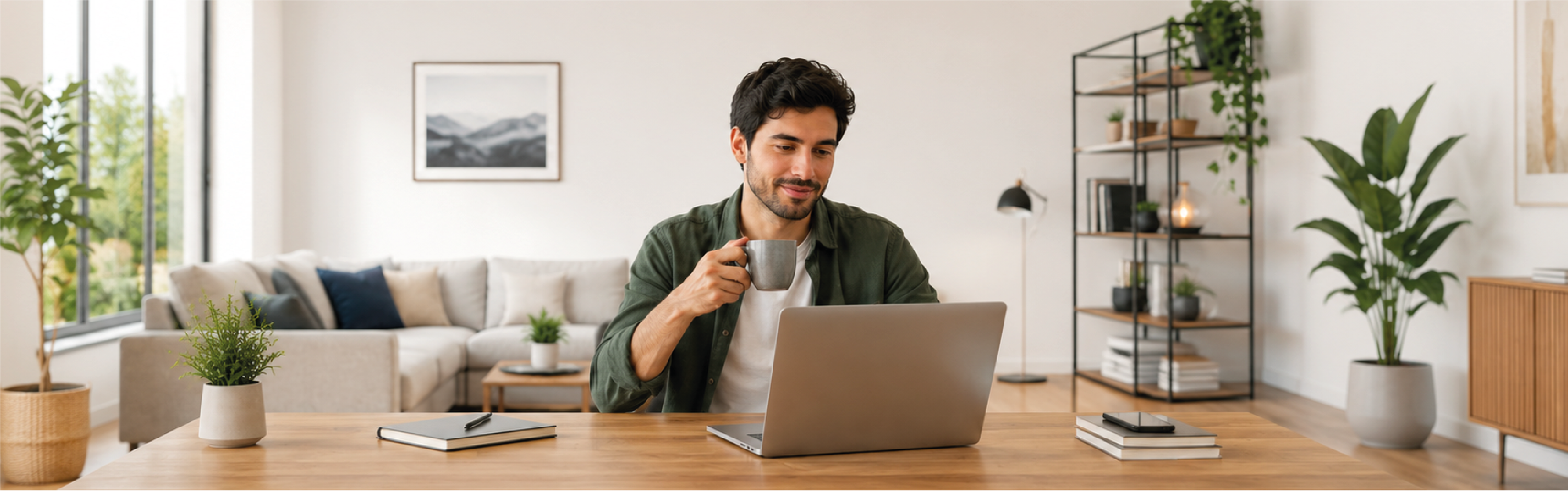 Persona tomando curso E-Learning desde casa